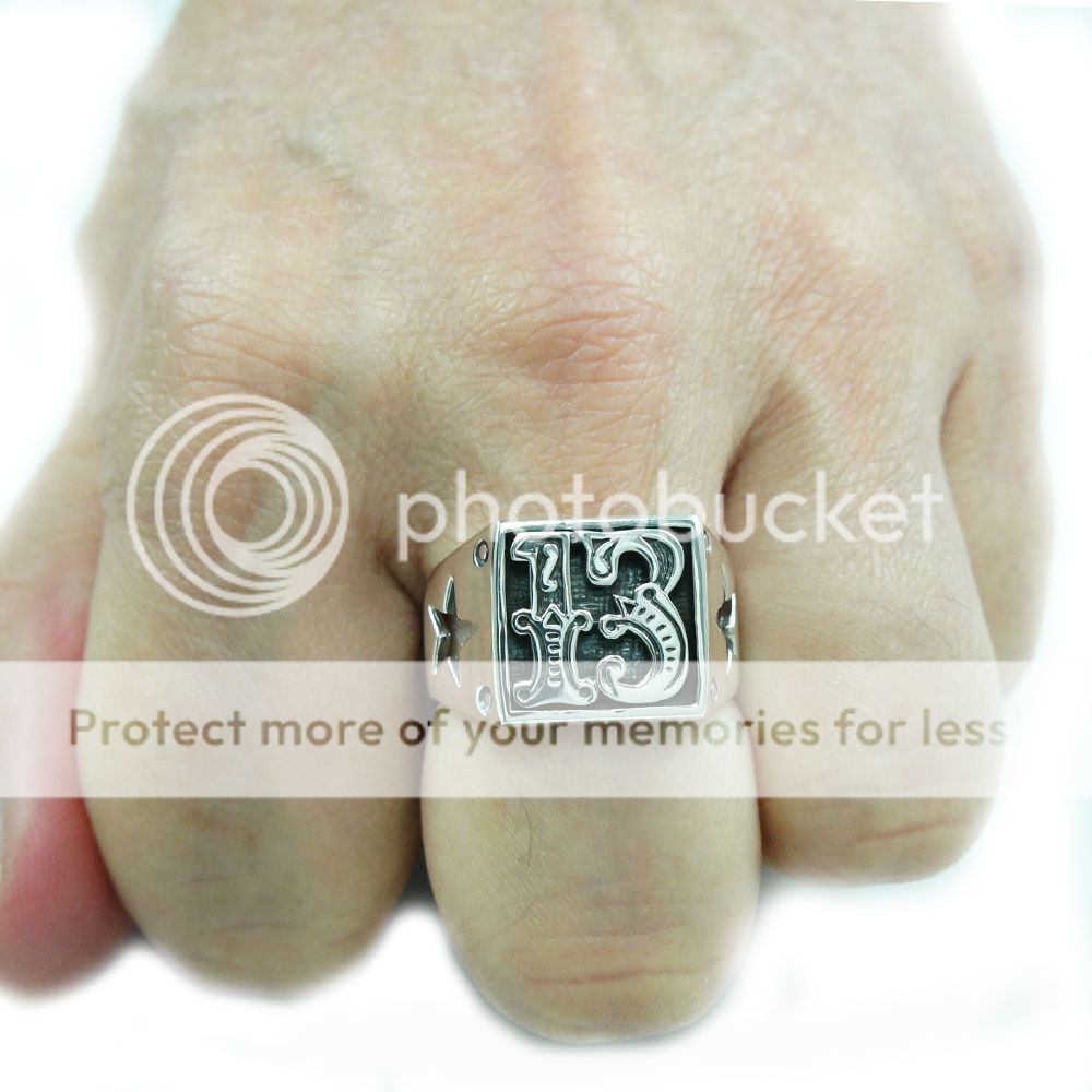 NUMBER THIRTEEN 13 925 STERLING SILVER US SZ 8 BIKER ROCKER RING bub
