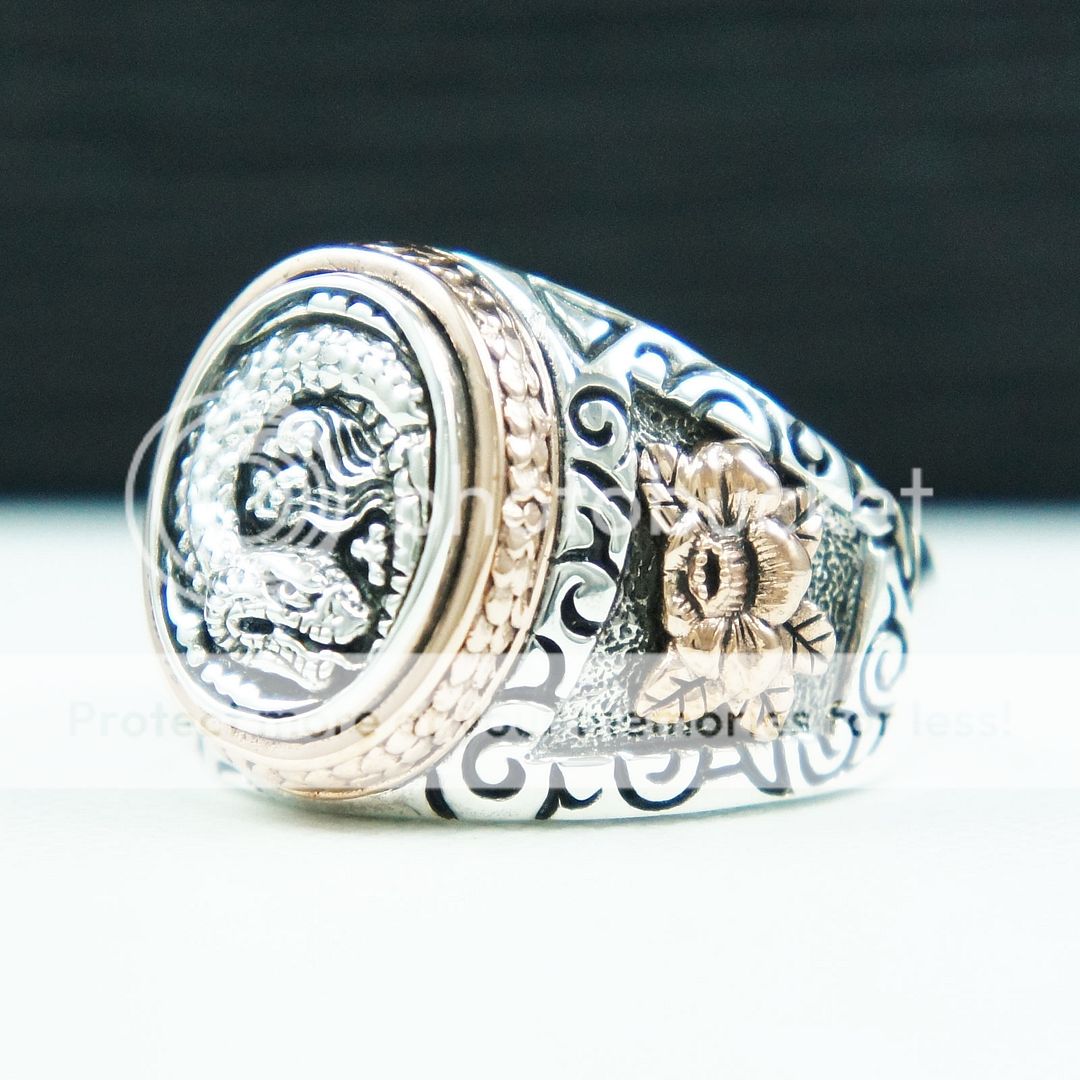 THE JAPANESE SERPENT 925 STERLING SILVER US Size 11 MEN'S BIKER RING gb